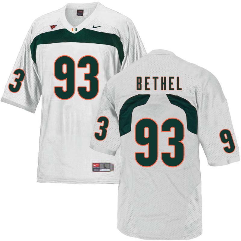 Nike Miami Hurricanes #93 Pat Bethel College Football Jerseys Sale-White - Click Image to Close